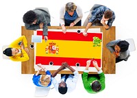 Spain National Flag Business Team Meeting Concept