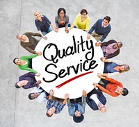 Group of People Holding Hands Around Quality Service