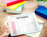 September Monthly Calendar Weekly Date Concept