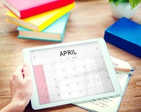 April Monthly Calendar Weekly Date Concept