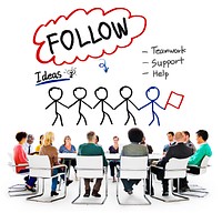 Follow Support Ideas Teamwork Social Media Concept