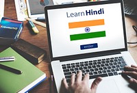 Learn Hindi Language Online Education Concept