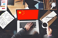 China National Flag Business Communication Connection Concept