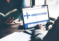 Online Booking Traveling Plane Flight Concept