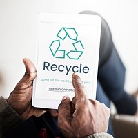 Recycle concept word on a device screen