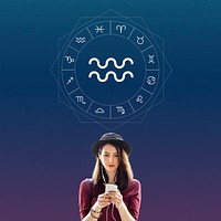 Aquarius Horoscope Fortune Zodiac Prediction Graphic Concept