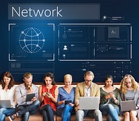 People connected with global communications network