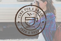 Coffee Break Tea Time Stamp Icon Graphic Concept