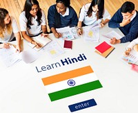 Learn Hindi Language Online Education Concept