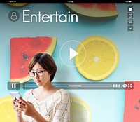 Music Player Streaming Watermelon Orange Concept