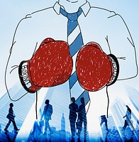 Businessman Boxing Conpetition Fighting Sport Agressive Concept