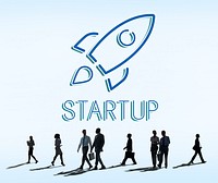 Startup Launch Business Goals Rocketship Concept