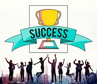 Business People Achievement Success Jumping Celebration Concept