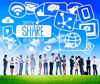 Share Sharing Social Media Networking Online Download Concept