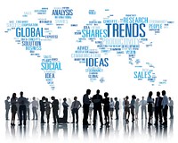 Trends World Map Marketing Ideas Social Style Concept