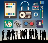 Media Movies Radio Music Tools Concept