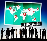 Check In Cartography Location Spot Travel World Global Concept