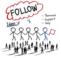 Follow Support Ideas Teamwork Social Media Concept