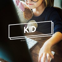 Little Girl Learn Online Geeky Concept
