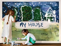 Kids House Winter Snow Drawing
