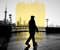 Man Alone Walking street China Concept
