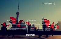 Searching Booking Flight Round Trip Travel Concept