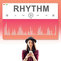 Lady Standing Listing Music Concept