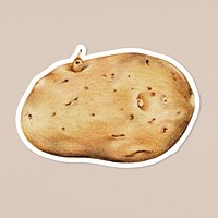 Vintage potato illustration psd raw food sticker