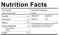 Nutrition Facts Health Medicine Eatting Food Diet Concept