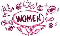 Feminine Icons Symbols Outside Box Sketch Concept