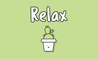 Cute cactus relax illustration.