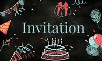 Celebration birthday party surprise events icon and word