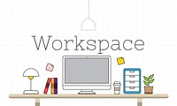 Office Workspace Interior Modern Design Graphic