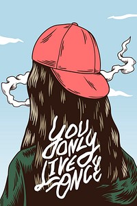 You only live once quote collage element, retro illustration psd