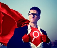 Magnifying Strong Superhero Success Professional Empowerment Stock Concept