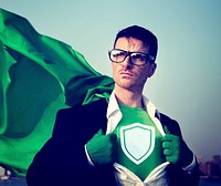 Strong Superhero Businessman Protection Concepts
