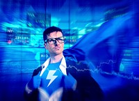 Thunderbolt Strong Superhero Success Professional Empowerment Stock Concept