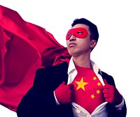 Superhero Businessman Chinese Isolated Concept