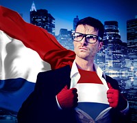 Businessman Superhero Country Netherlands Flag Culture Power Concept