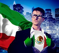 Businessman Superhero Country Mexico Flag Culture Power Concept