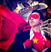 Superhero Businessman Chinese Flag Patriotism National Flag Concept