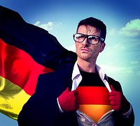 Superhero Businessman German Cloudscape Concept