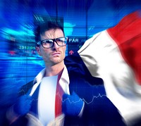 Superhero Businessman French Stock Market Concept