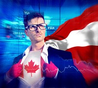 Superhero Businessman Canadian Stock Market Concept