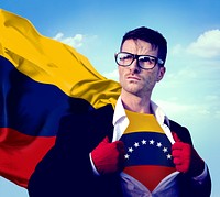 Businessman Superhero Country Venezuela Flag Culture Power Concept