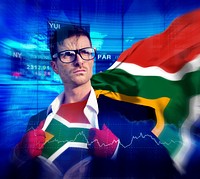 Businessman Superhero Country South Africa Flag Culture Concept