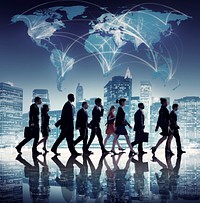 Silhouette Group of Global Business People Concept