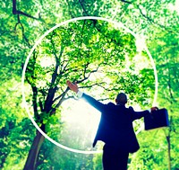 Green Business Success Happiness Forest Freedom Concept