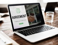 Agreement word on business handshake background