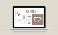 Illustration of coffee shop advertisement on laptop